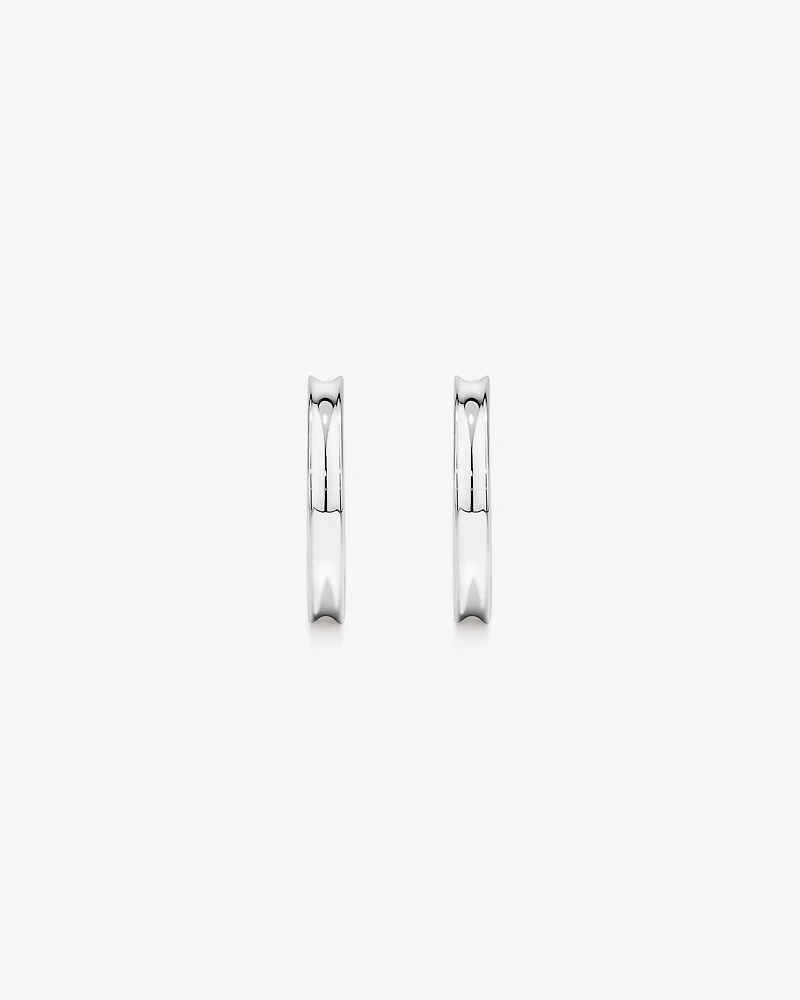 Flared Narrow Half Hoop Stud Earrings in Sterling Silver