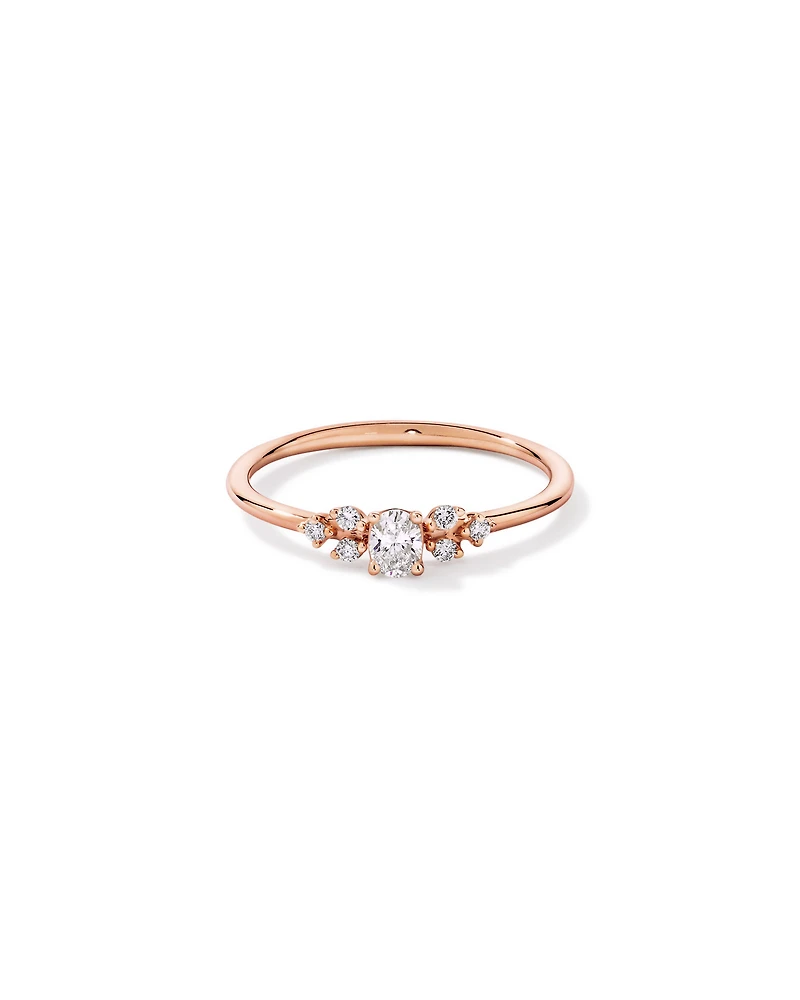 0.20TW Oval and Round Brilliant Laboratory-Grown Diamond Promise Ring 10kt Rose Gold
