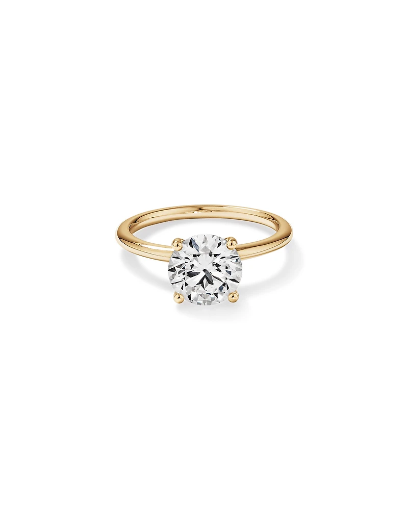 Bague de fiançailles solitaire ronde en diamant brillant de laboratoire TW de 2 carats en or jaune 14 carats