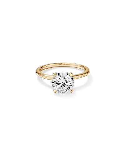 Bague de fiançailles solitaire ronde en diamant brillant de laboratoire TW de 2 carats en or jaune 14 carats