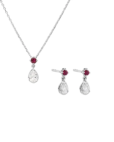 Ensemble cadeau 0,74 ct TDW avec rubis créés en argent
