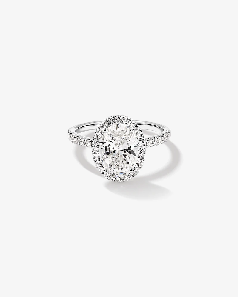 2.92 Carat TW Oval Cut Laboratory Grown Diamond Halo Engagement Ring in 14kt White Gold