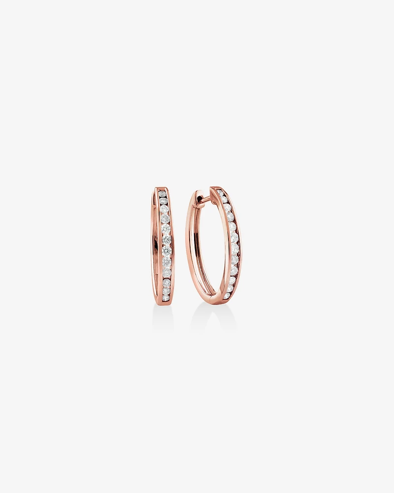 Huggie Earrings with 0.50 Carat TW of Diamonds 10kt Rose Gold