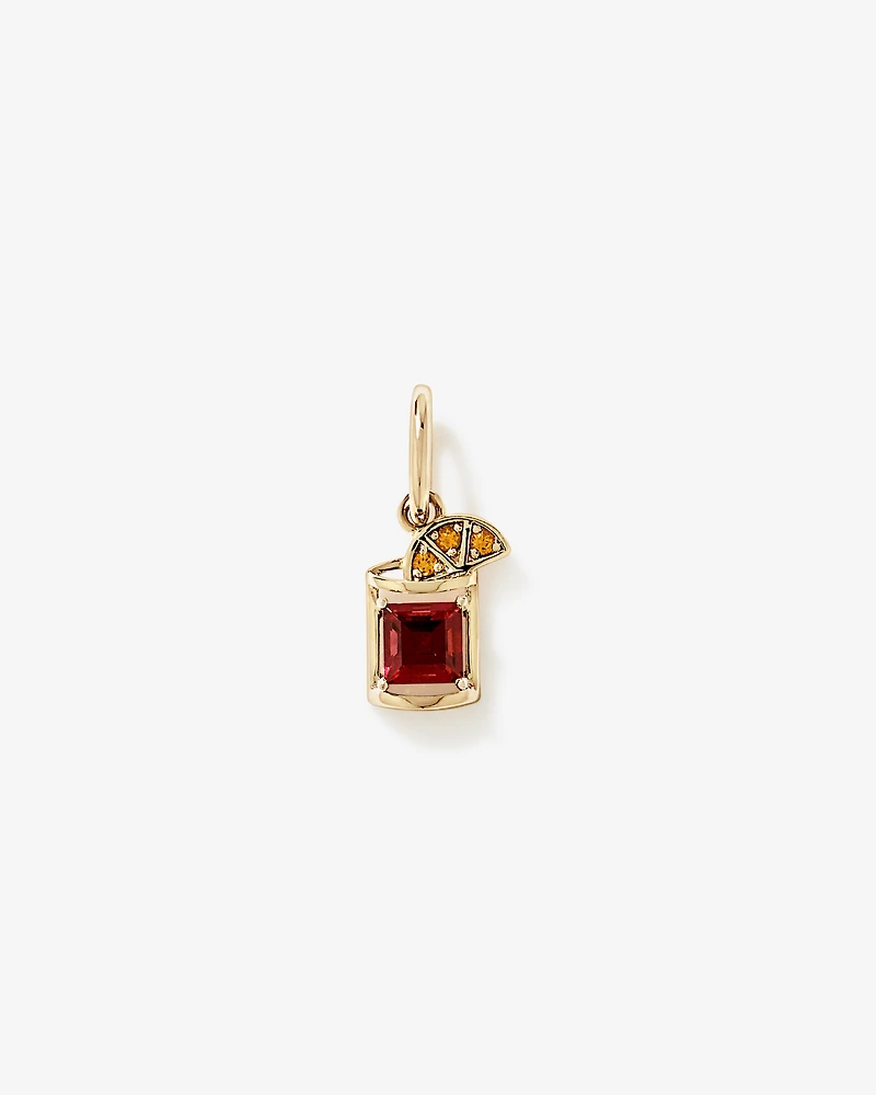 Raspberry Garnet & Citrine Negroni Cocktail Pendant in 18kt Gold Vermeil