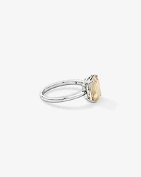 Bague solitaire en citrine douce champagne taille émeraude argent sterling