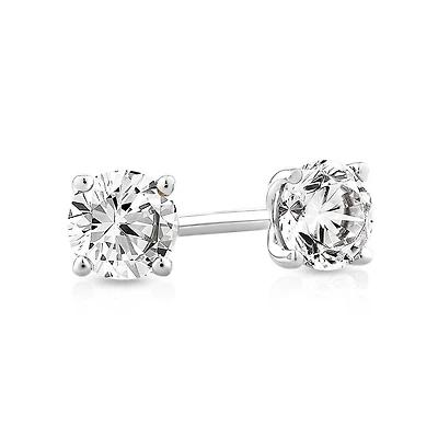 Carat TW Diamond Solitaire Stud Earrings 18kt White Gold