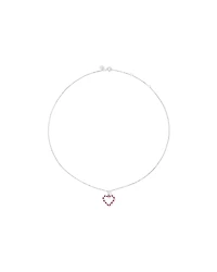 Heart Necklace with Created Ruby & 0.16 Carat TW of Diamonds in Sterling Silver