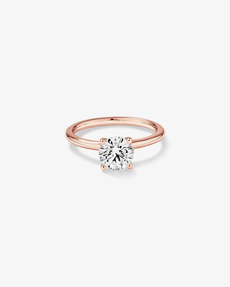 Bague de fiançailles solitaire ronde en diamant brillant de laboratoire TW de 1,25 carat en or rose 14 carats