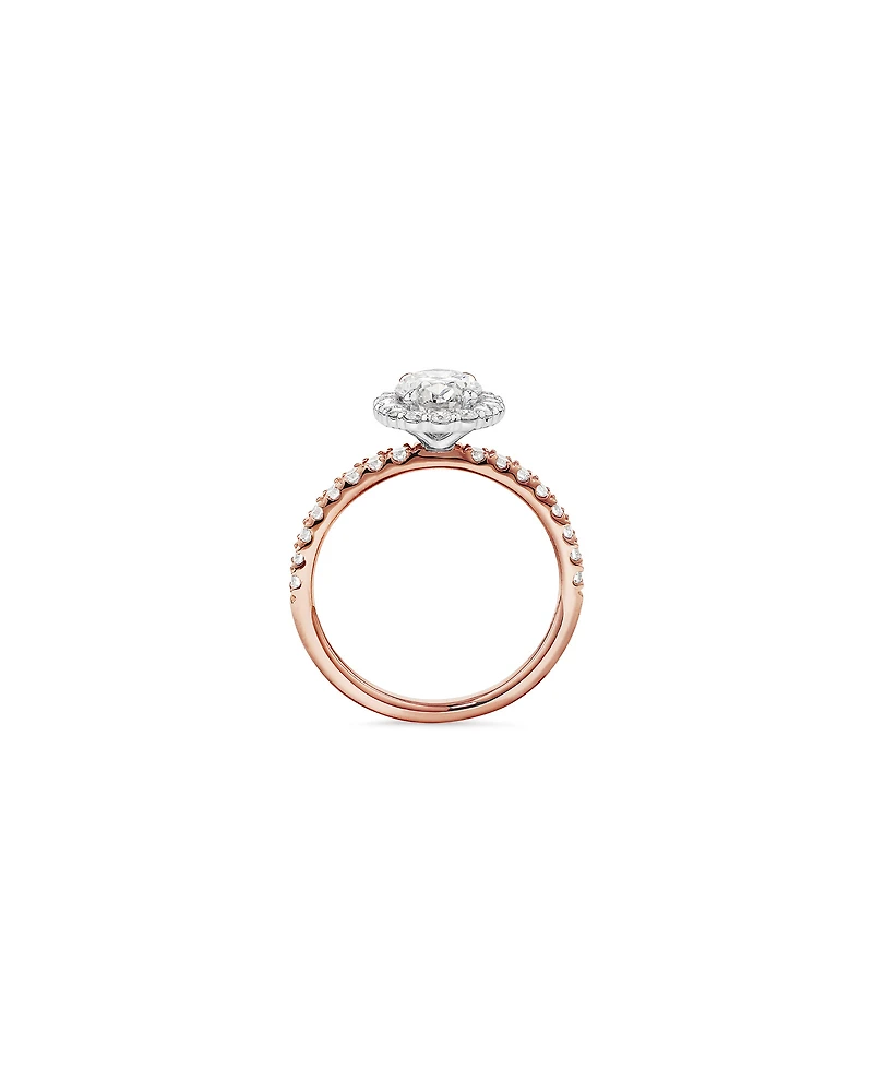 1.78 Carat TW Oval Laboratory-Grown Diamond Halo Engagement Ring 14kt Rose and White Gold