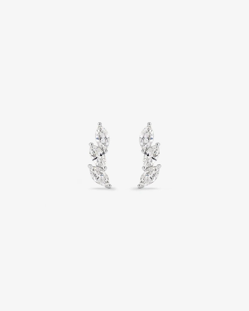 0.96 Carat TW Floret Laboratory-Grown Diamond Climber Earrings in 10kt White Gold