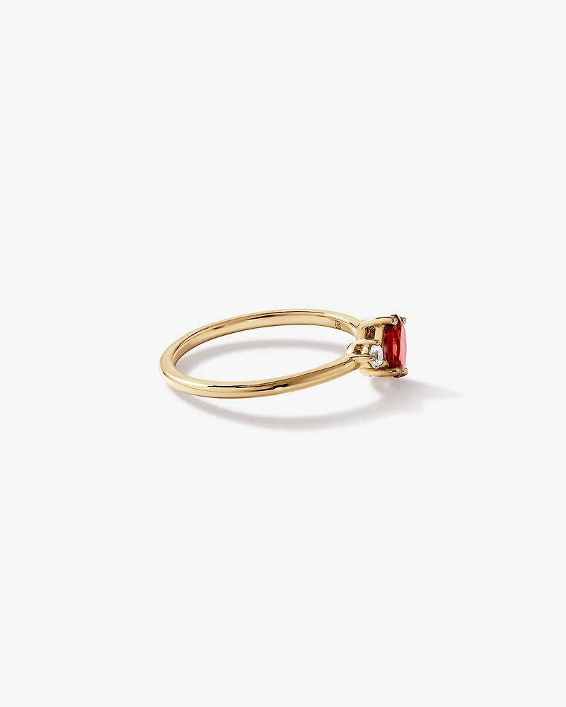 White Sapphire and Oval-Cut Garnet Toi Et Moi Ring in 10kt Yellow Gold
