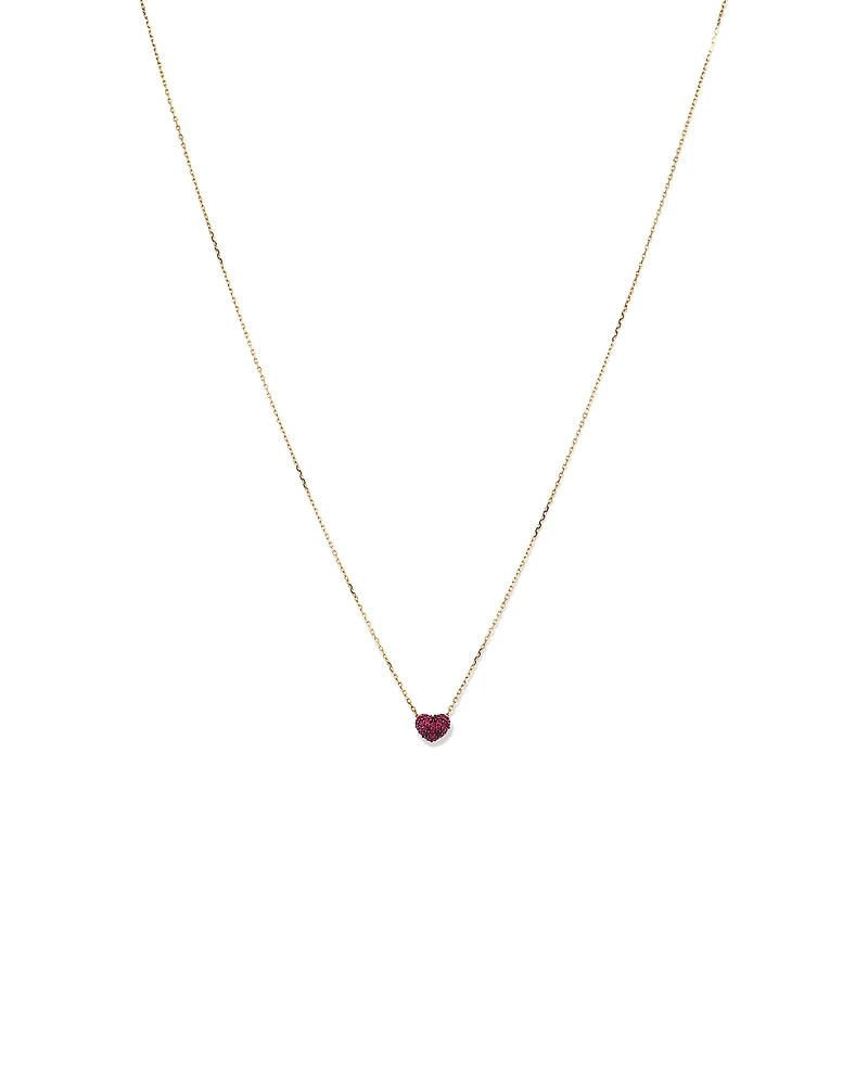 Pendentif de cœur en or jaune 10 K avec pavé de rubis