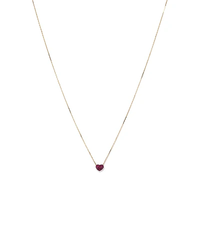 Pendentif de cœur en or jaune 10 K avec pavé de rubis