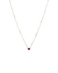 Pendentif de cœur en or jaune 10 K avec pavé de rubis