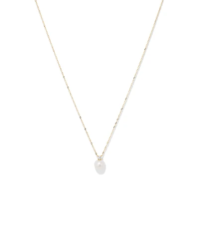 Cultured Freshwater Pearl and Diamond Pendant in 10kt Yellow Gold