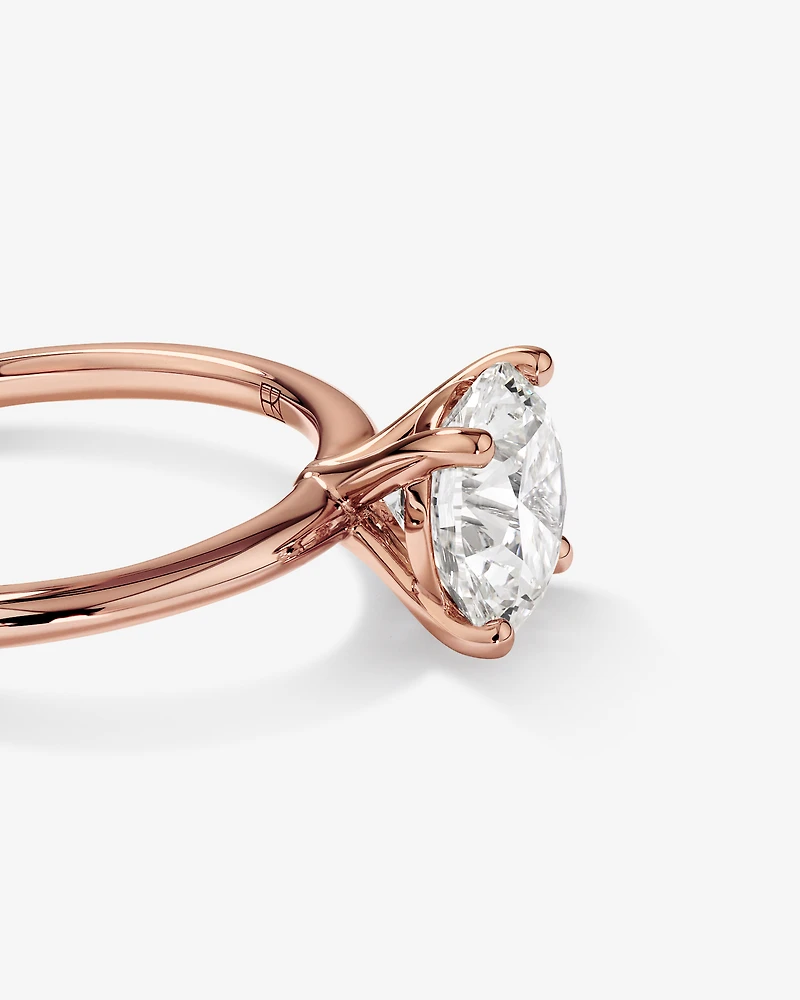 Bague de fiançailles solitaire ronde en diamant brillant laboratoire TW 2 carats or rose 14