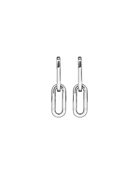 Paperclip Huggie Drop Earrings in Sterling Silver