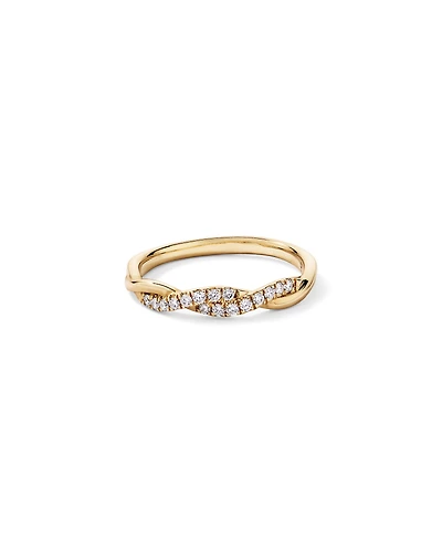 Alliance torsadée en or jaune 14 carats sertie d'un diamant rond brillant de synthèse 0,16 carat