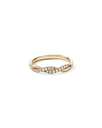 Alliance torsadée en or jaune 14 carats sertie d'un diamant rond brillant de synthèse 0,16 carat