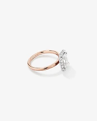 Bague de fiançailles en halo de diamants cultivés en laboratoire TW taille émeraude de 2,34 carats en or rose et blanc 14 carats