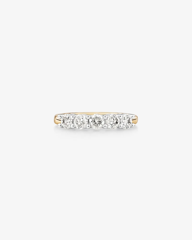 Evermore 5 Stone Wedding Band with 1 Carat TW of Diamonds in 14kt Yellow/White Gold