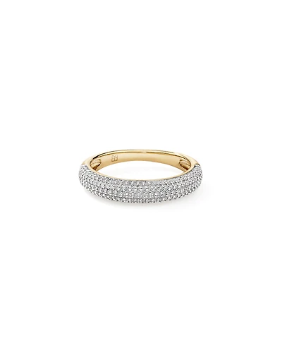 Pavé Dome Ring with Cubic Zirconia in 18kt Vermeil