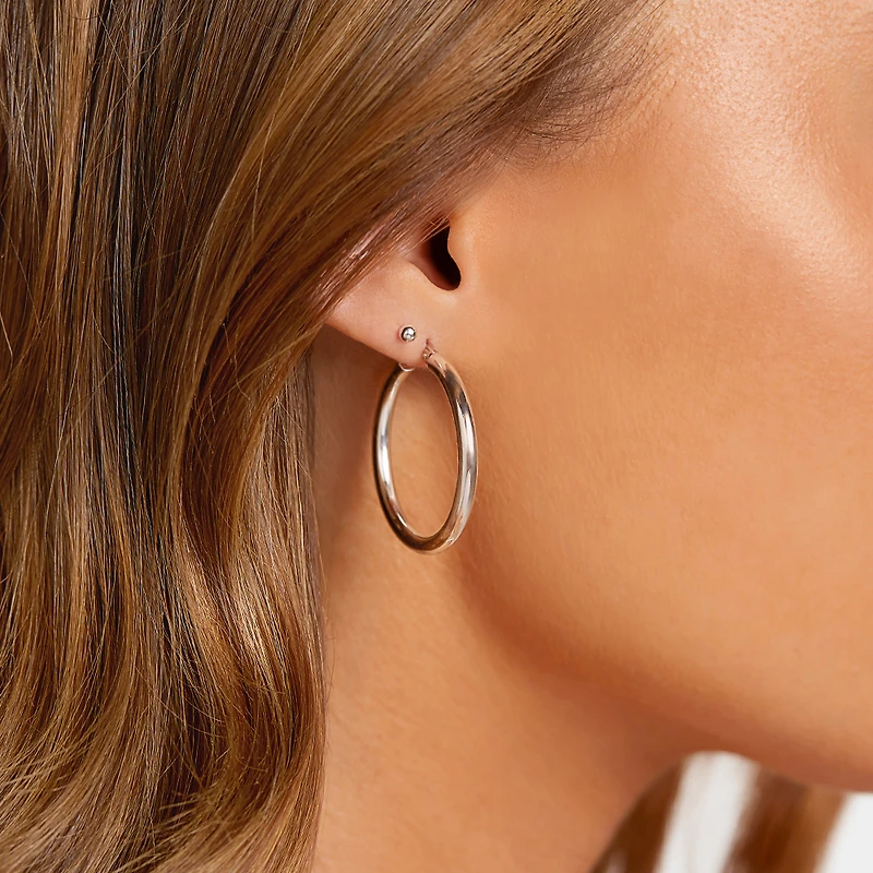 25mm Hoop Earrings in Sterling Silver