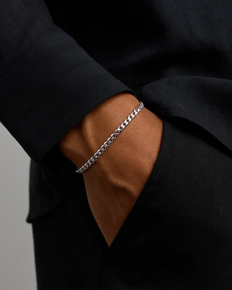 Bracelet à gros maillons gourmette de 19 cm en argent sterling, largeur de 4,3 mm