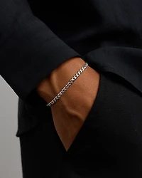 Bracelet à gros maillons gourmette de 19 cm en argent sterling, largeur de 4,3 mm