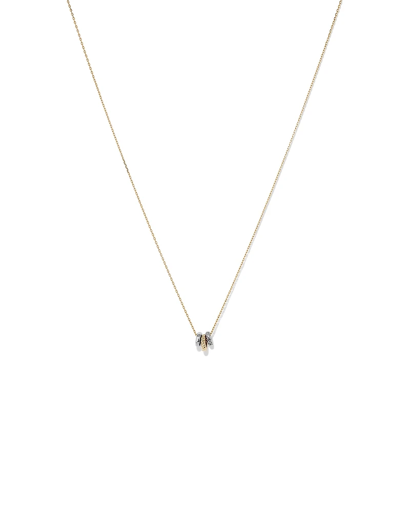 Trio Pendant with .09 Carat TW Diamonds in Sterling Silver and 10kt Yellow gold