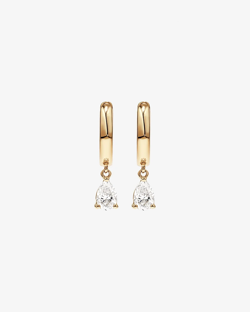 0.50 Carat TW Pear Cut Laboratory-Grown Diamond Drop Sleeper Earrings in 10kt Yellow Gold