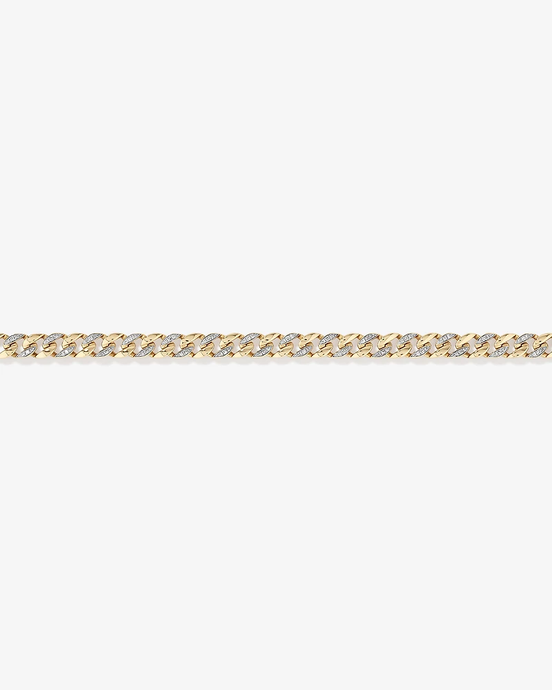 21cm Cuban Link Bracelet with 1.00 Carat TW of Diamonds in 10kt Yellow Gold