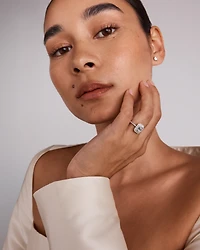 0,50 carat TW bague de fiançailles halo double avec diamant taille pie en or blanc 14 carats