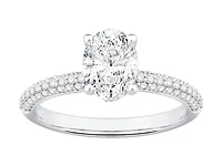 1.95 Carat TW Oval Cut Laboratory-Grown Diamond Solitaire Side Accent Engagement Ring 14kt Gold