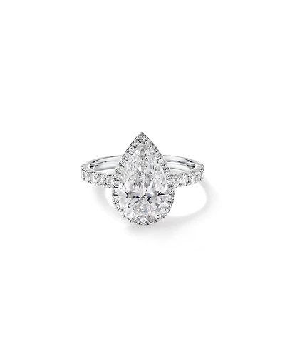 3.60 Carat TW Pear Cut Laboratory-Grown Diamond Halo Engagement Ring 18kt White Gold