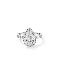 3.60 Carat TW Pear Cut Laboratory-Grown Diamond Halo Engagement Ring 18kt White Gold