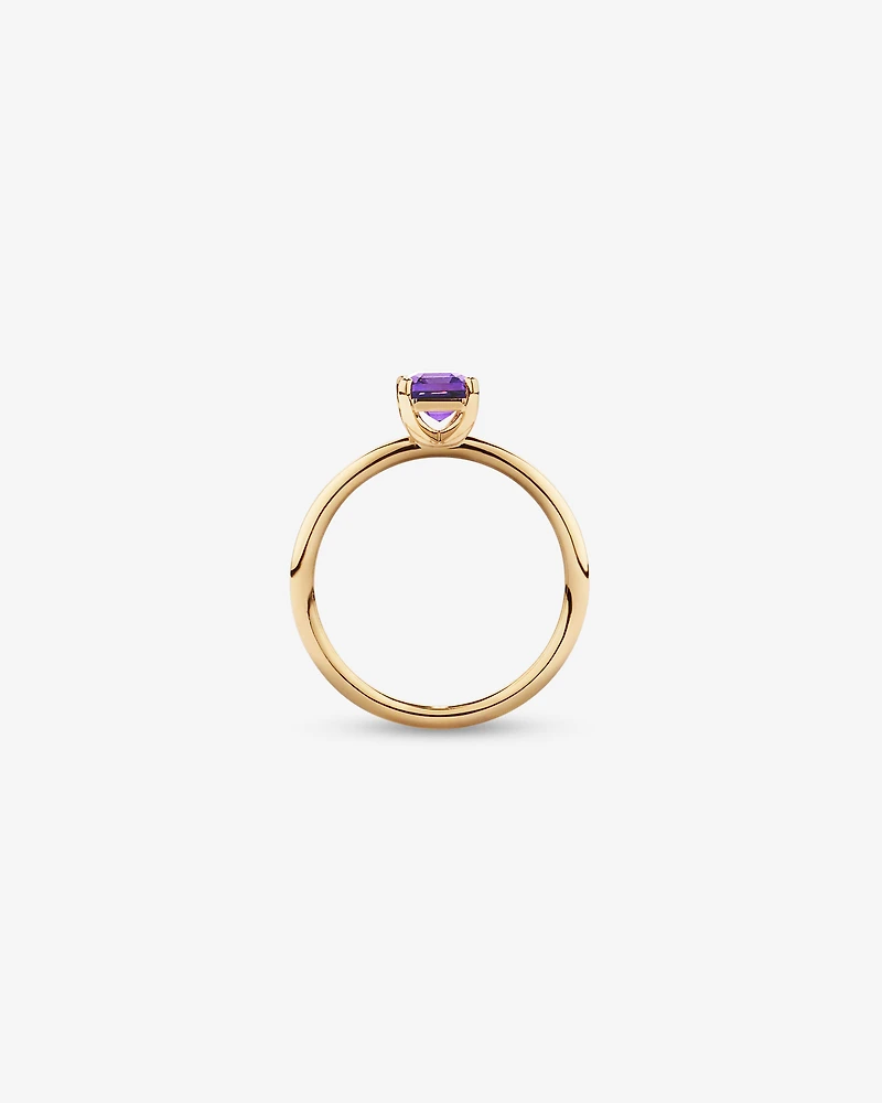 Bague avec Améthyste Taille Émeraude en Or Jaune 10 Carats