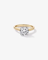 Bague solitaire en or jaune et blanc 14 carats, sertie d'un diamant rond brillant de 2,32 cultivé laboratoire