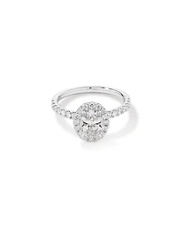 Bague de fiançailles en diamant Halo ovale cultivée laboratoire 1,78 carat or blanc 14 carats