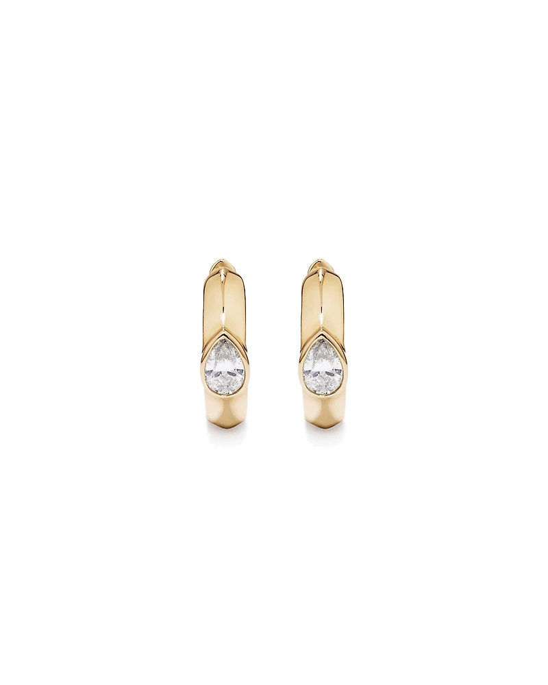 0.50 Carat TW of Laboratory-Grown Pear Cut Diamond Huggie Earrings in 10kt Yellow Gold