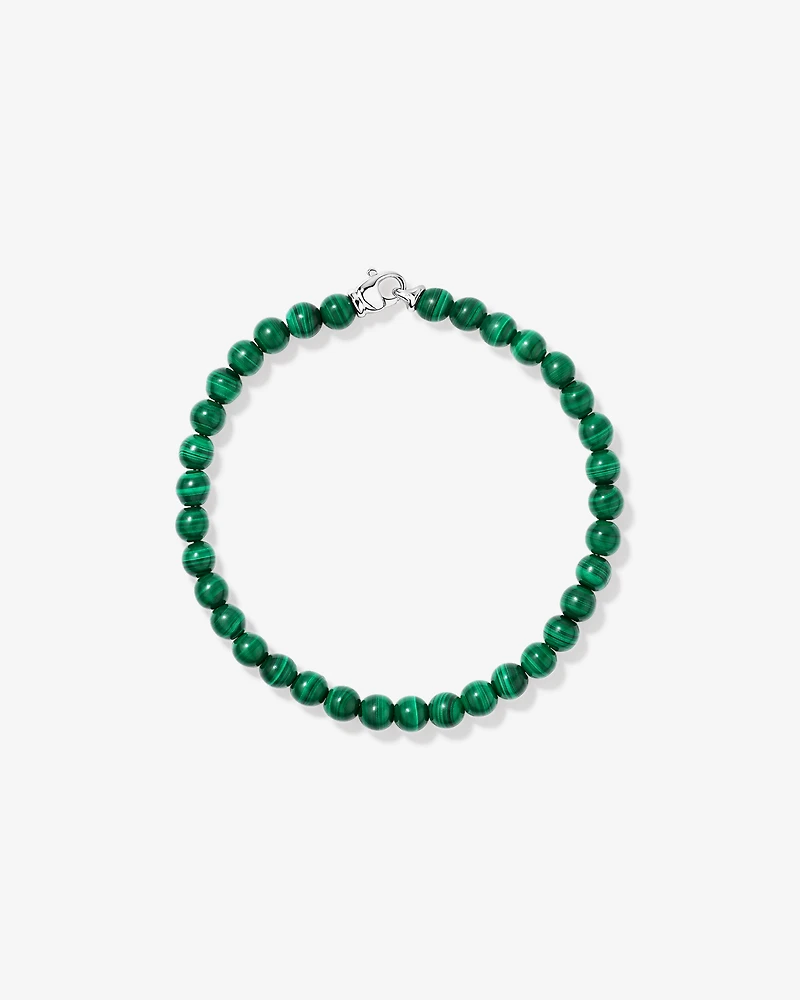 21cm Malachite Bead Bracelet in Sterling Silver