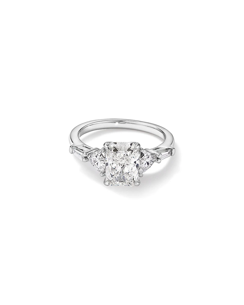 2.86 Carat TW Radiant Cut Laboratory-Grown Diamond Fancy Side Stone Engagement Ring 14kt White Gold