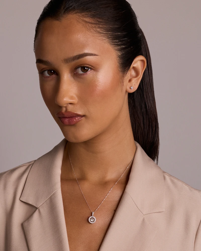 Lume Lab Round Pendant with 1.00 Carat TW of Laboratory-Grown Diamonds 10kt White Gold