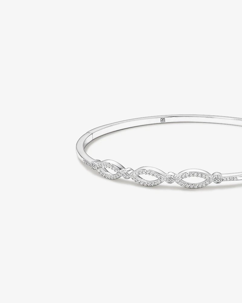 Triple Open Marquise Cubic Zirconia Bangle in Sterling Silver