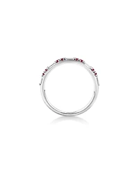 Ruby & Diamond Dot Dash Ring with 0.16 Carat TW in 10kt White Gold