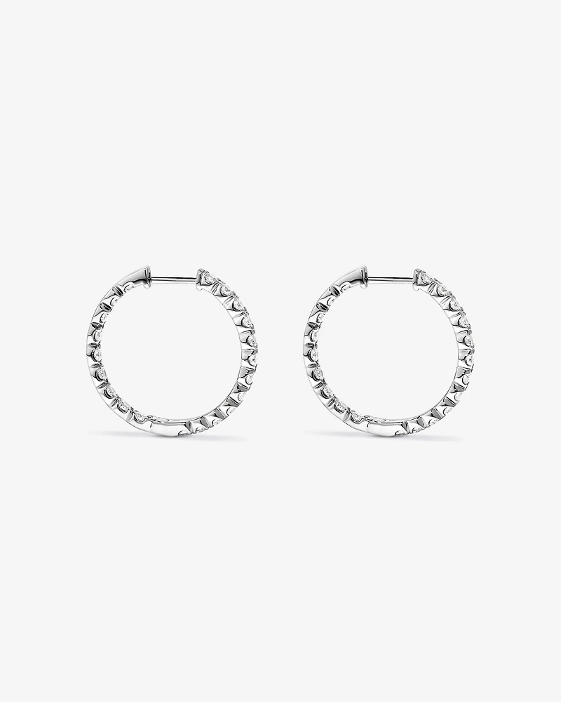 3.00TW Anneaux à cerceau diamant de laboratoire à l’envers en argent - Moyen