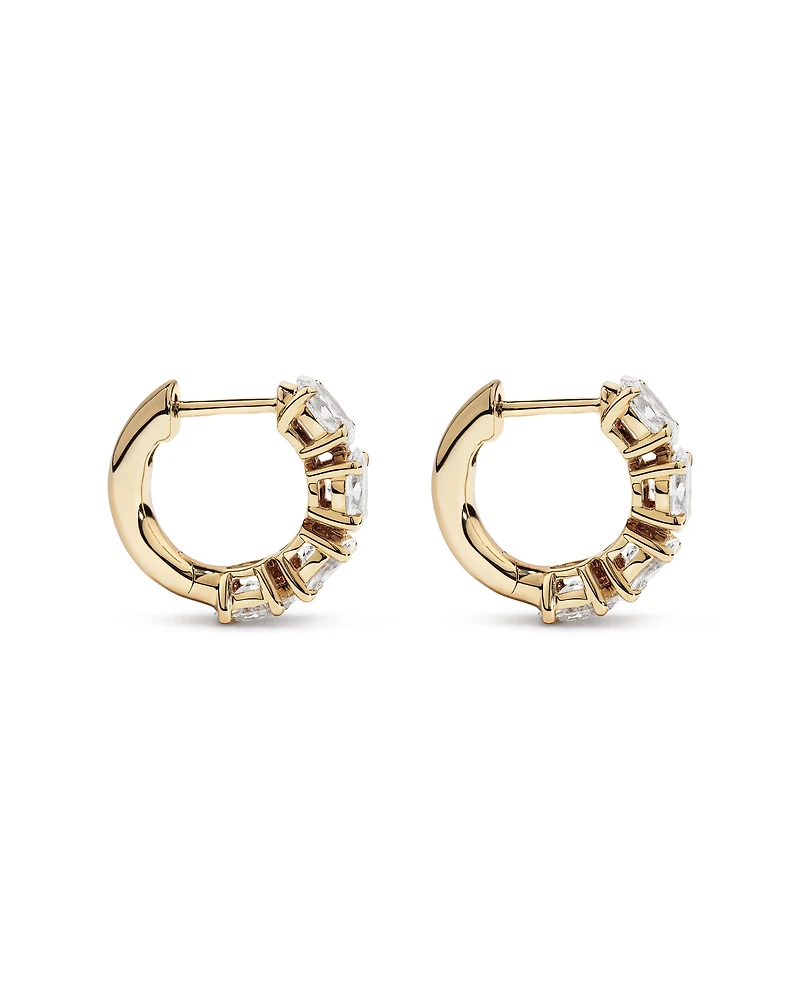 2.00 Carat TW Laboratory-Grown Diamond Oval Huggie Earrings in 10kt Yellow Gold