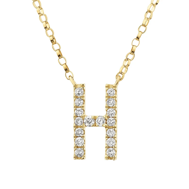 "H" Initial Necklace with 0.10 Carat TW of Diamonds in 10kt Yellow Gold