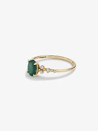 Emerald and 0.12 Carat TW Diamond Ring 10kt Yellow Gold