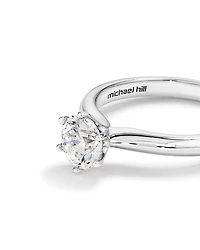 Bague de fiançailles en or blanc 18 K à diamant solitaire certifié totalisant 1 ct